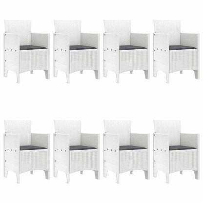 Garten Essgruppe 9 pcs Weiß Polt Rattan