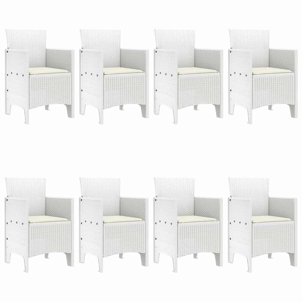 Garten Essgruppe 9 pcs Weiß Polt Rattan