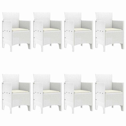 Garten Essgruppe 9 pcs Weiß Polt Rattan