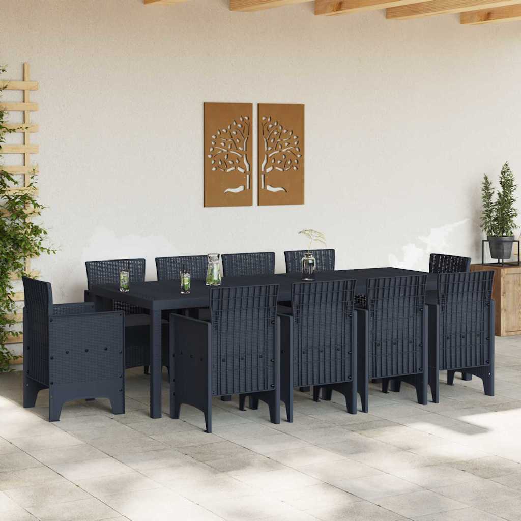 Garten Essgruppe 11 pcs Anthrazit Polt Rattan