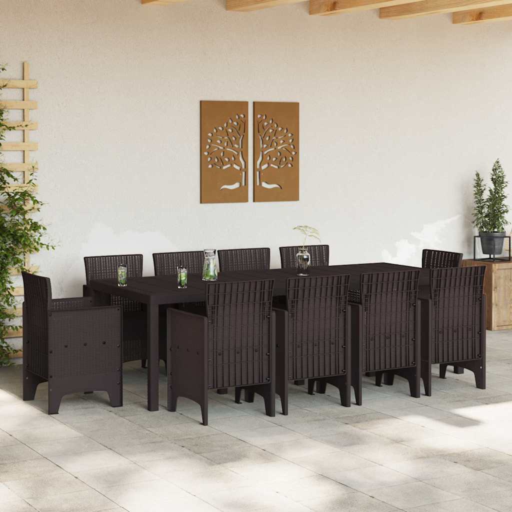 Garten Essgruppe 11 pcs Braun Polt Rattan