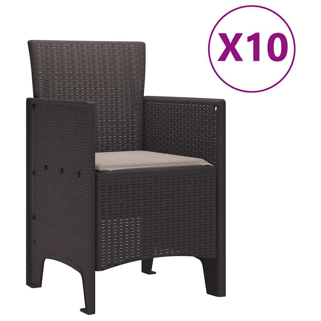 Garten Essgruppe 11 pcs Braun Polt Rattan