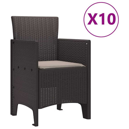 Garten Essgruppe 11 pcs Braun Polt Rattan