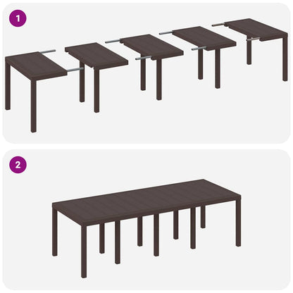 Garten Essgruppe 11 pcs Braun Polt Rattan