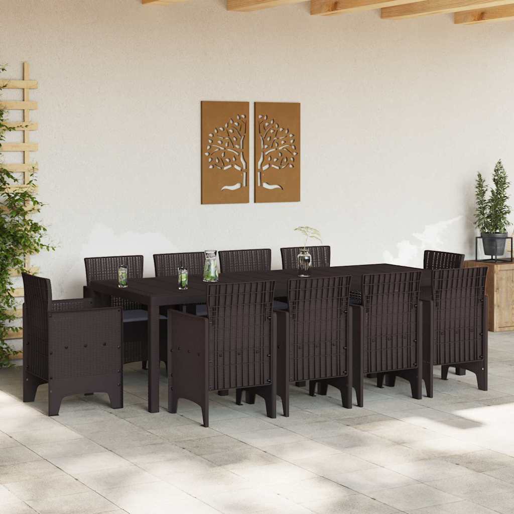 Garten Essgruppe 11 pcs Braun Polt Rattan
