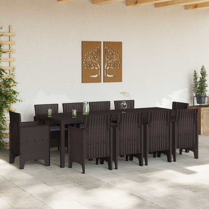 Garten Essgruppe 11 pcs Braun Polt Rattan