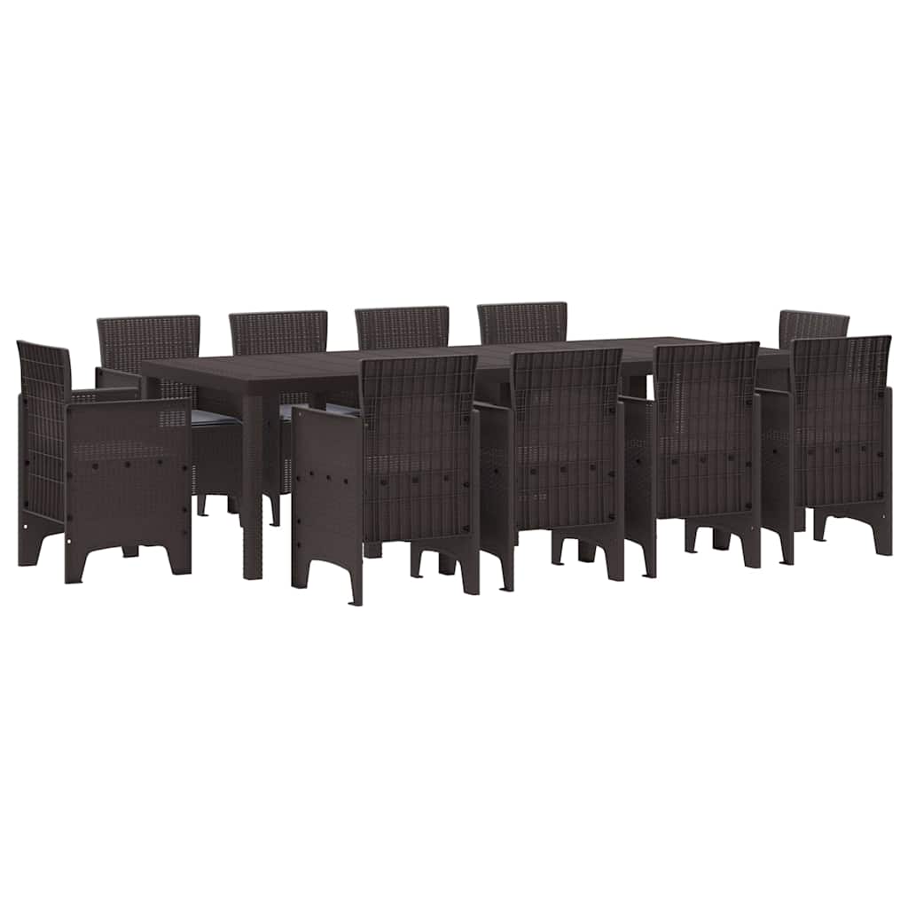 Garten Essgruppe 11 pcs Braun Polt Rattan
