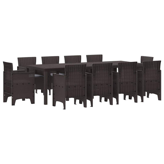 Garten Essgruppe 11 pcs Braun Polt Rattan