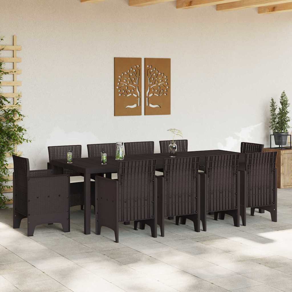Garten Essgruppe 11 pcs Braun Polt Rattan