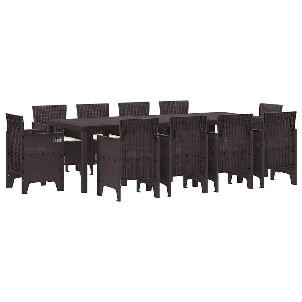 Garten Essgruppe 11 pcs Braun Polt Rattan
