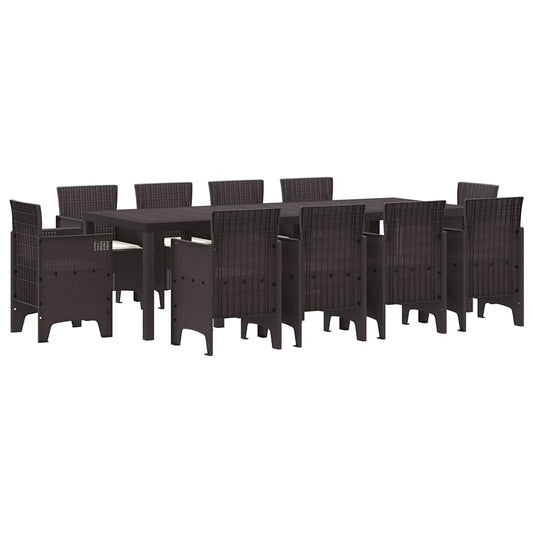 Garten Essgruppe 11 pcs Braun Polt Rattan