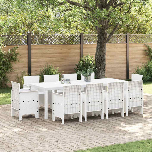 Garten Essgruppe 11 pcs Weiß Polt Rattan