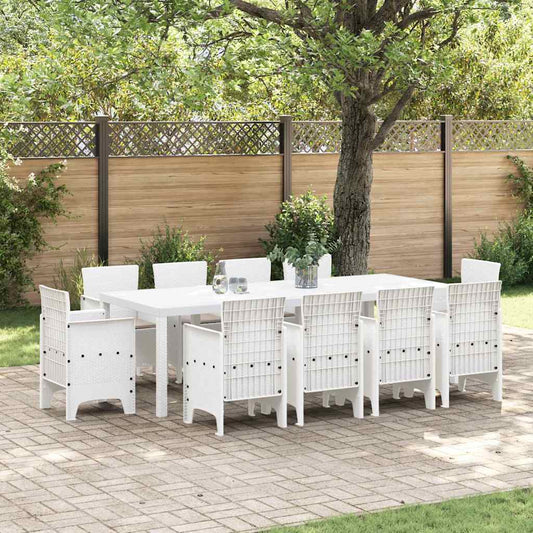 Garten Essgruppe 11 pcs Weiß Polt Rattan