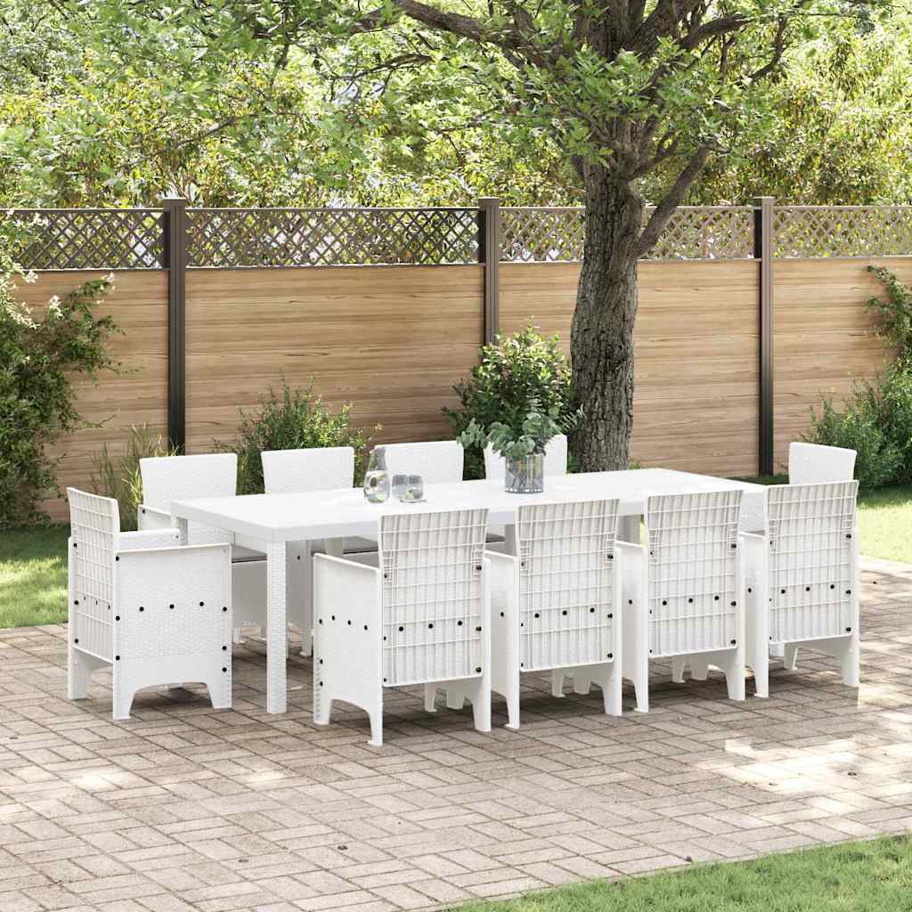 Garten Essgruppe 11 pcs Weiß Polt Rattan