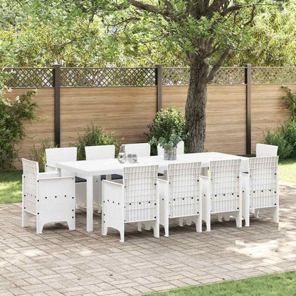 Garten Essgruppe 11 pcs Weiß Polt Rattan