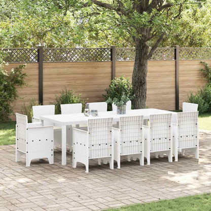 Garten Essgruppe 11 pcs Weiß Polt Rattan