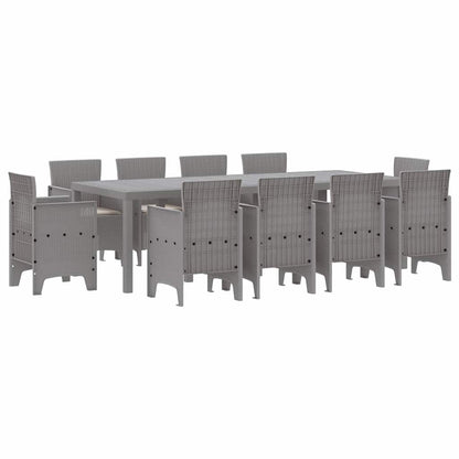 Garten Essgruppe 11 pcs Hellgrau Polt Rattan