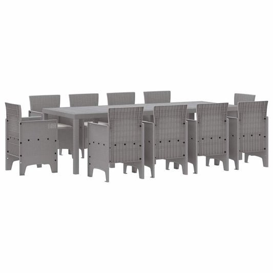 Garten Essgruppe 11 pcs Hellgrau Polt Rattan
