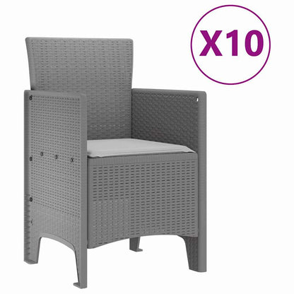 Garten Essgruppe 11 pcs Hellgrau Polt Rattan
