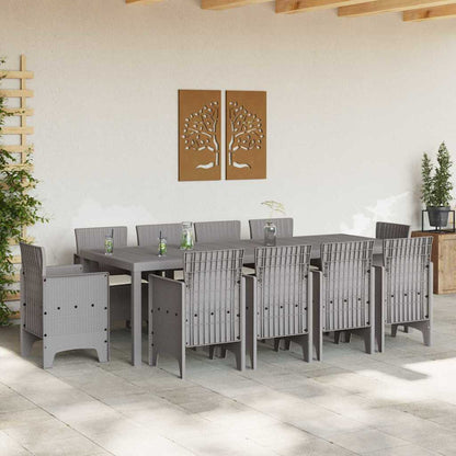 Garten Essgruppe 11 pcs Hellgrau Polt Rattan
