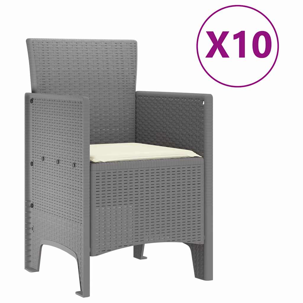 Garten Essgruppe 11 pcs Hellgrau Polt Rattan