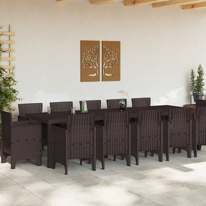 Garten Essgruppe 13 pcs Braun Poly Rattan