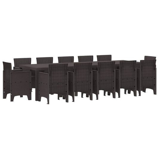 Garten Essgruppe 13 pcs Braun Poly Rattan