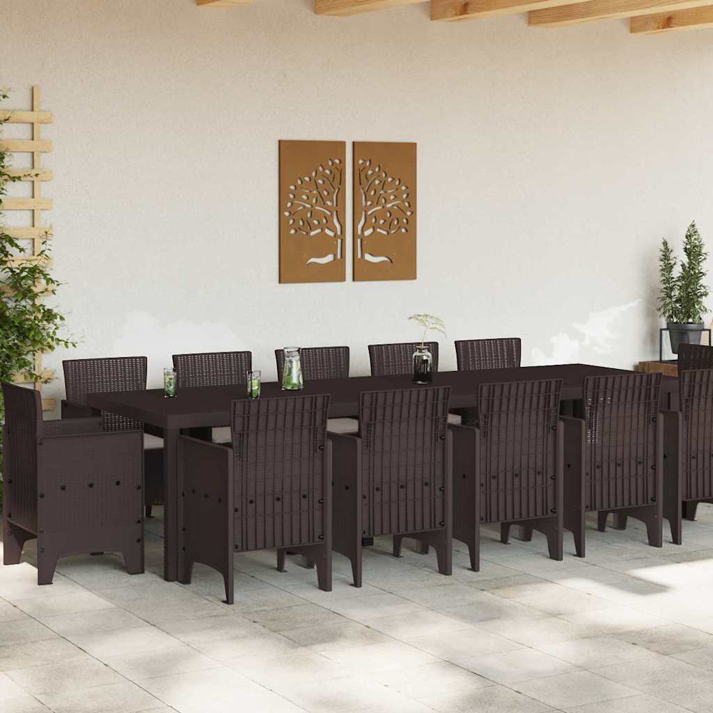 Garten Essgruppe mit Kissen 13 pcs Braun und Taupe Poly Rattan