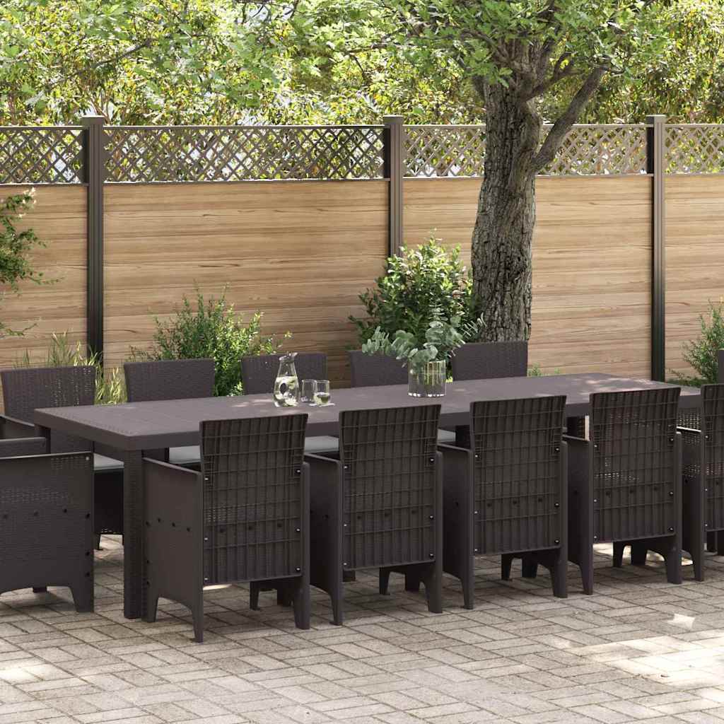 Garten Essgruppe 13 pcs Braun und Hellgrau Rattan und Kissen