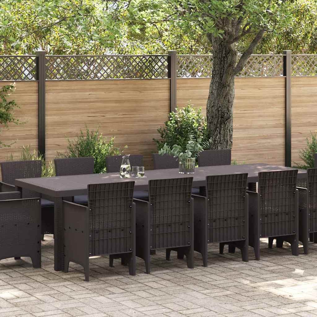Garten Esszimmer Set mit Kissen 13 pcs Braun und Anthrazit