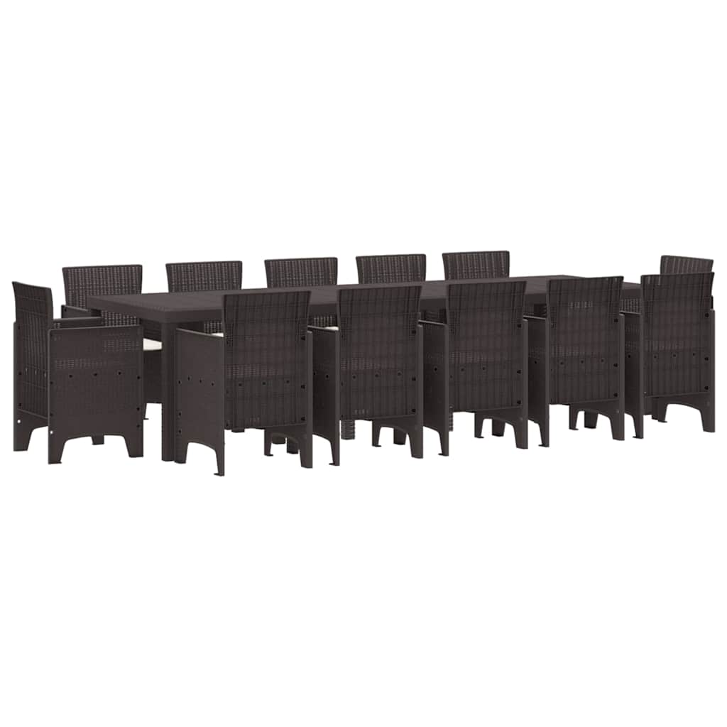 Garten Essgruppe mit Kissen 13 pcs Braun Rattan