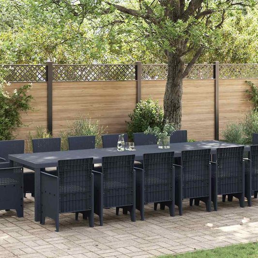 Garten Essgruppe 15 pcs Anthrazit Polt Rattan