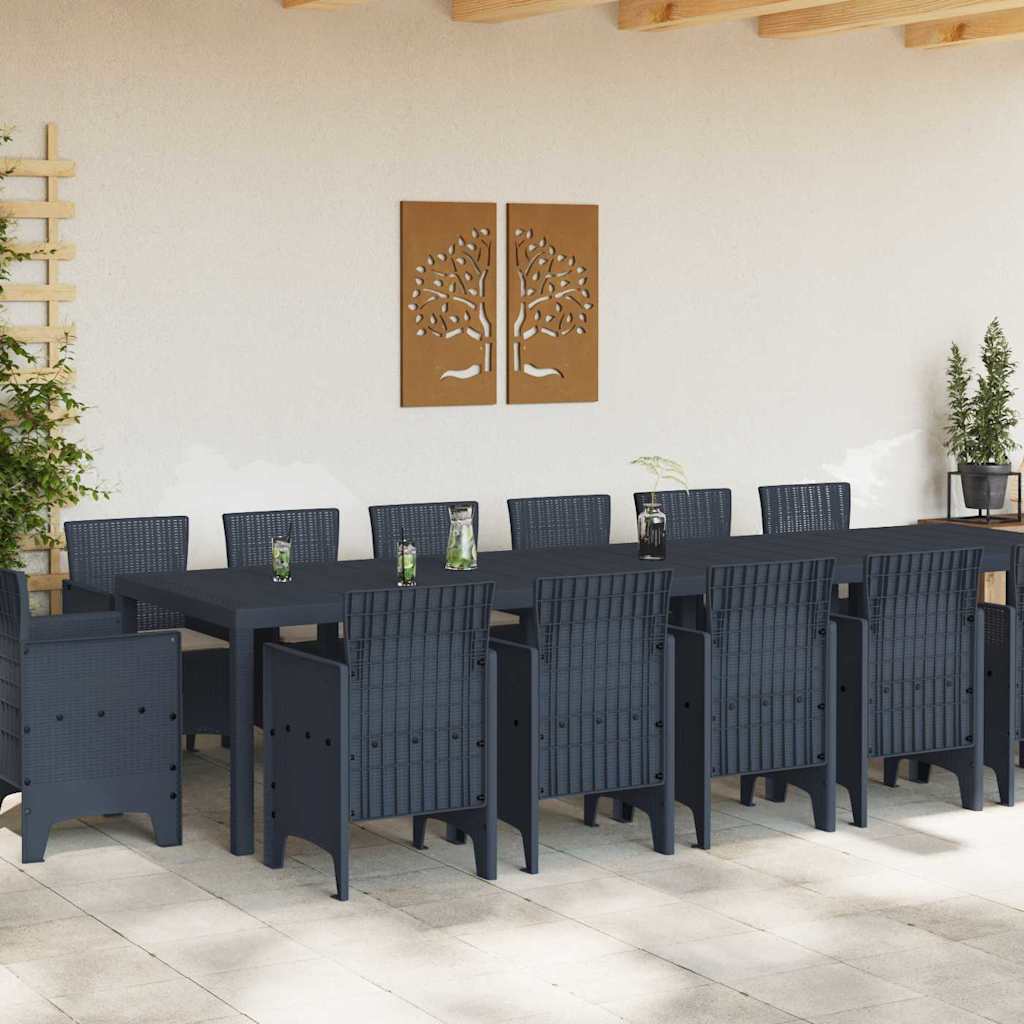 Garten Essgruppe 15 pcs Anthrazit Polt Rattan
