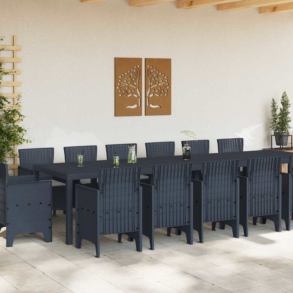 Garten Essgruppe 15 pcs Anthrazit Polt Rattan