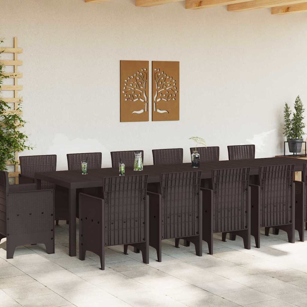 Garten Essgruppe 15 pcs Braun Polt Rattan