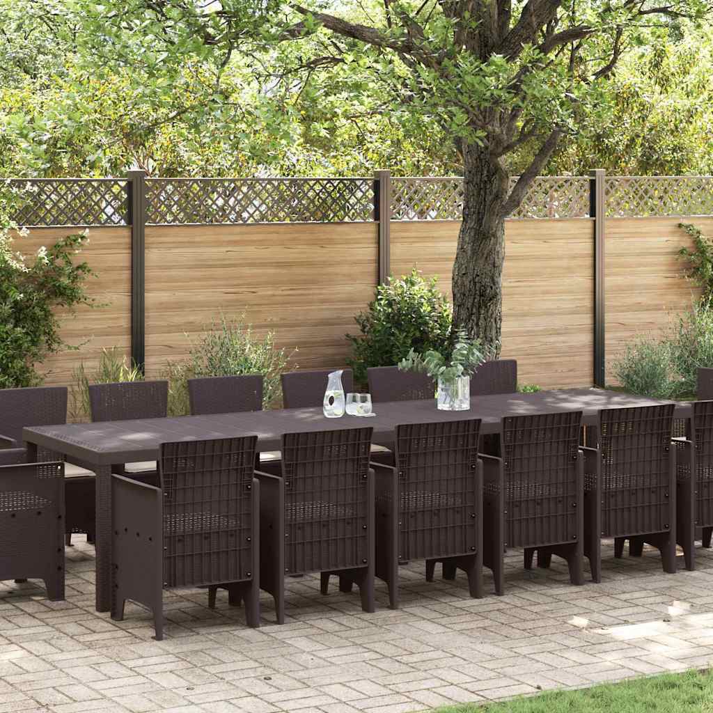 Garten Essgruppe 15 pcs Braun Polt Rattan