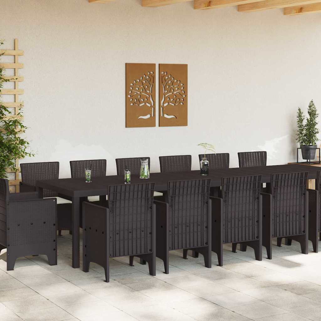 Garten Essgruppe 15 pcs Braun Polt Rattan