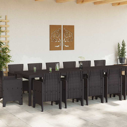 Garten Essgruppe 15 pcs Braun Polt Rattan