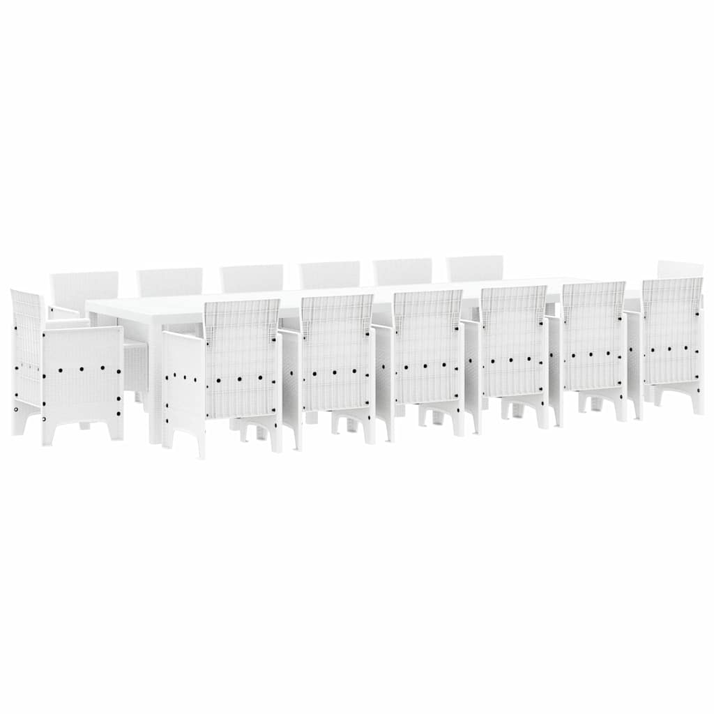 Garten Essgruppe 15 pcs Weiß Polt Rattan