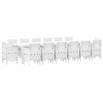 Garten Essgruppe 15 pcs Weiß Polt Rattan