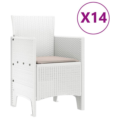 Garten Essgruppe 15 pcs Weiß Polt Rattan