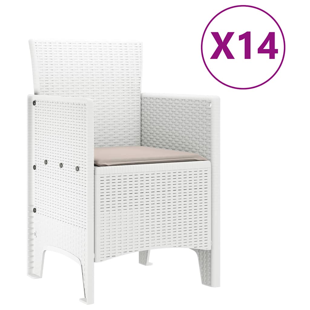 Garten Essgruppe 15 pcs Weiß Polt Rattan