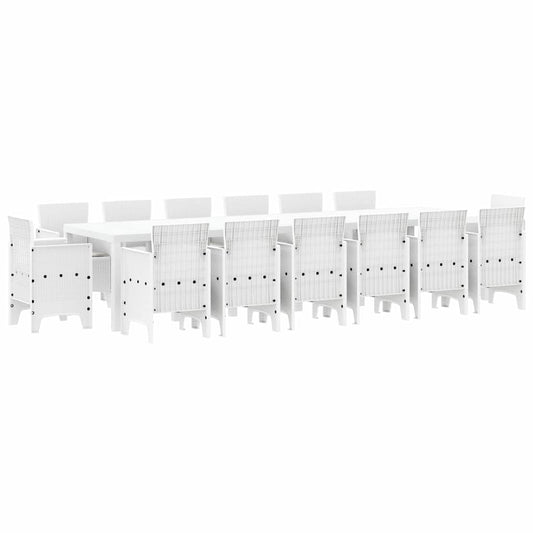 Garten Essgruppe 15 pcs Weiß Polt Rattan