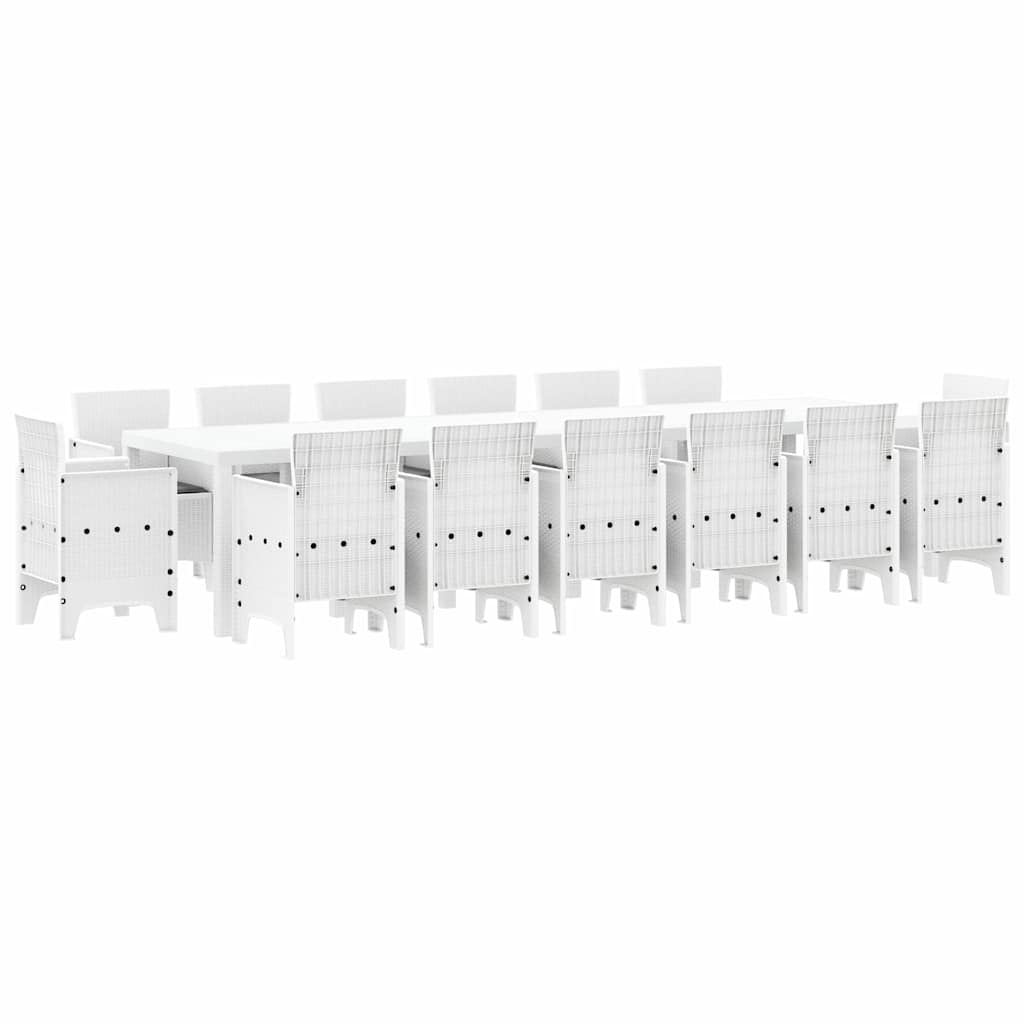 Garten Essgruppe 15 pcs Weiß Polt Rattan