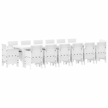 Garten Essgruppe 15 pcs Weiß Polt Rattan
