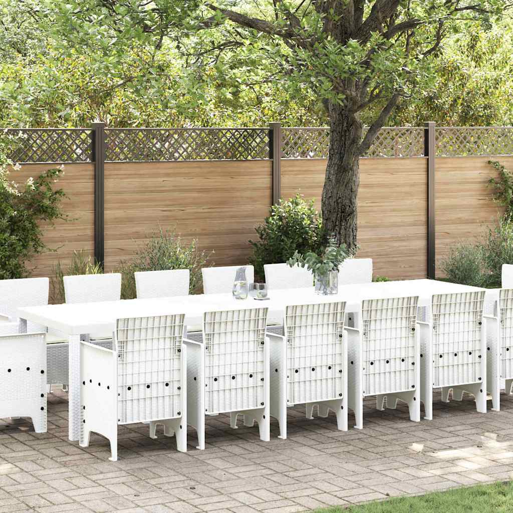 Garten Essgruppe 15 pcs Weiß Polt Rattan