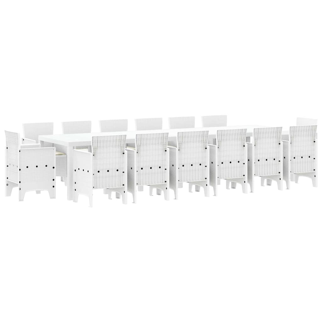 Garten Essgruppe 15 pcs Weiß Polt Rattan