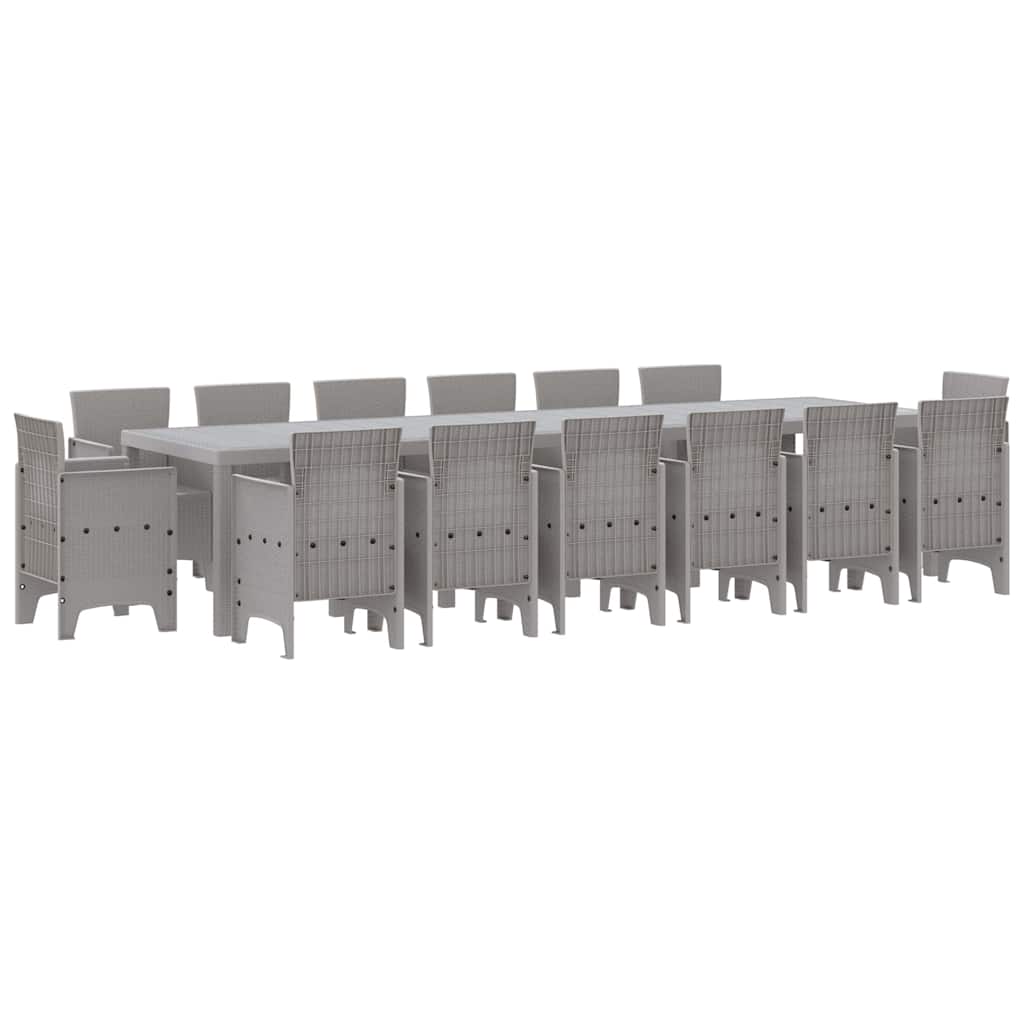 Garten Essgruppe 15 pcs Hellgrau Polt Rattan