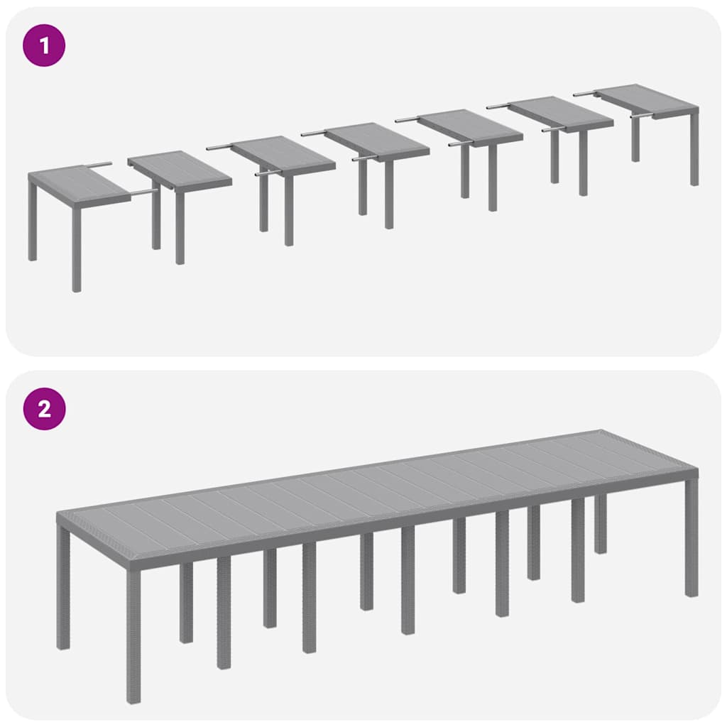 Garten Essgruppe 15 pcs Hellgrau Polt Rattan