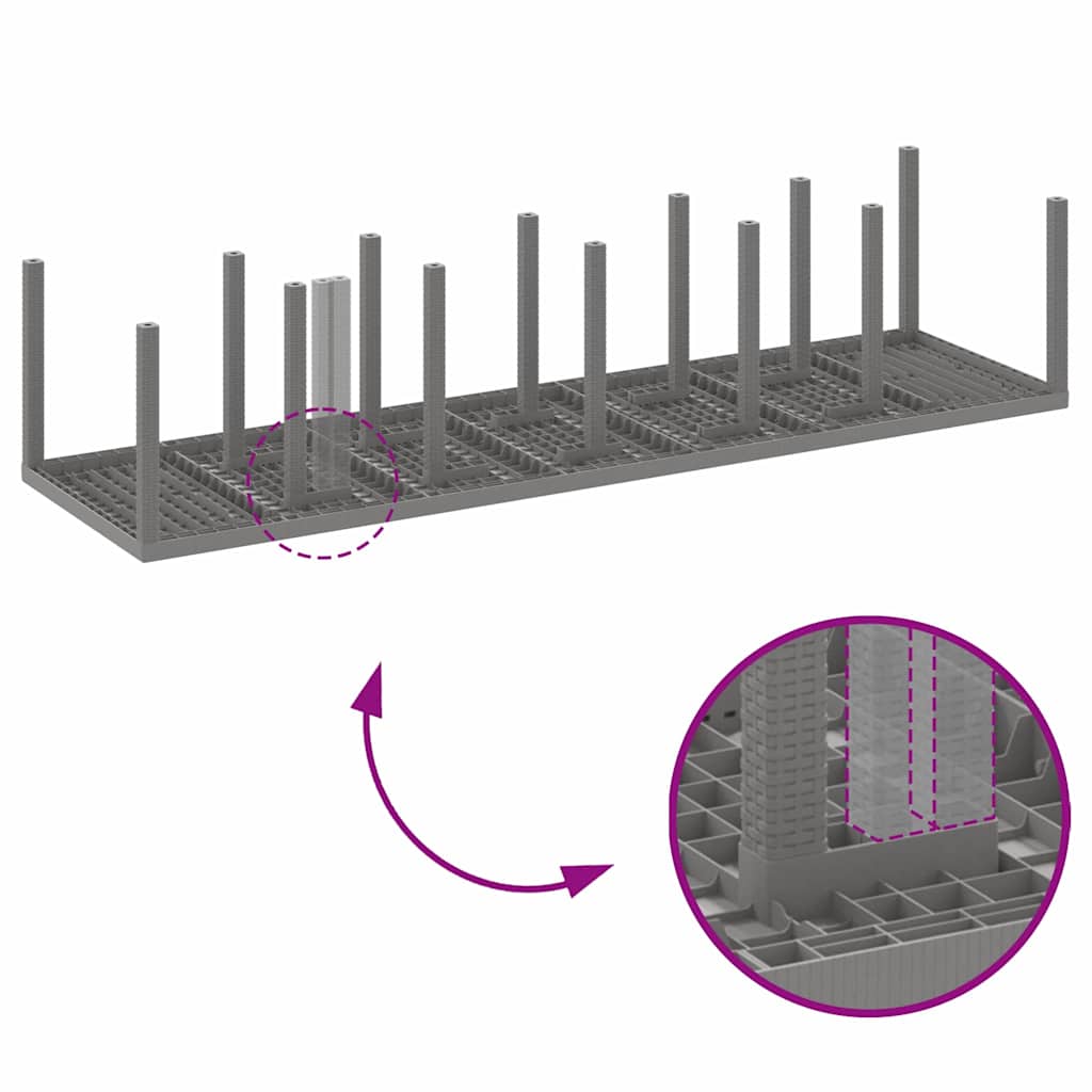 Garten Essgruppe 15 pcs Hellgrau Polt Rattan